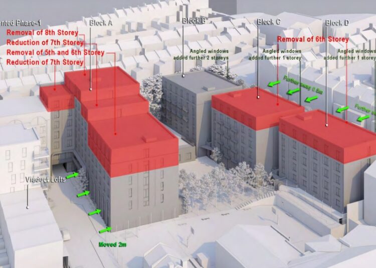 Scaled down plans for co-living blocks submitted