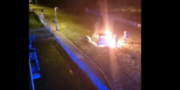 Stolen car torched next to playground