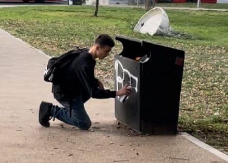 Tagger caught on camera – can you help identify him?