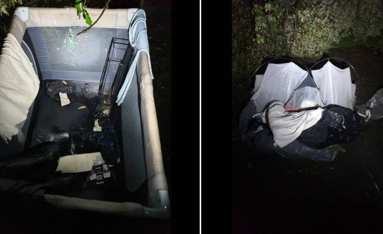 Police find tent and cot in search for couple and toddler