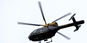 A police helicopter stock image.