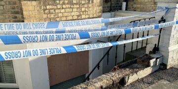 Car smashes through railings