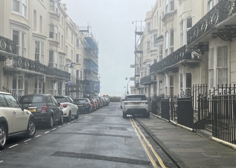 Unregistered car left blocking pavement in narrow Brighton street since last month