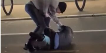 City centre assault which stopped traffic caught on camera