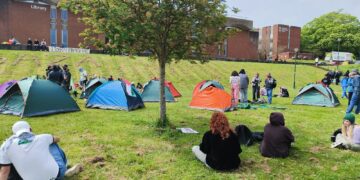 Students set up Gaza protest camp