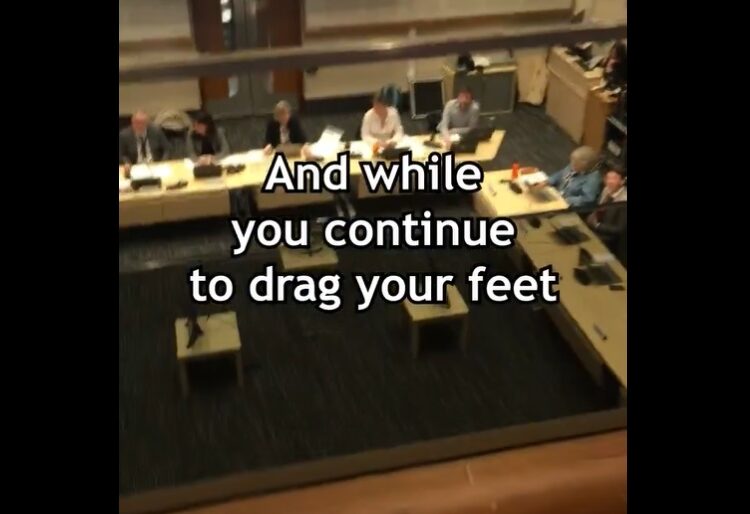 Arms factory protestor disrupts council meeting