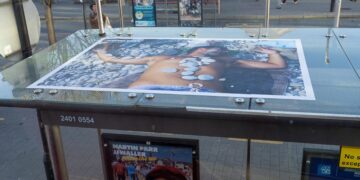 New picture exhibition can only be seen from top deck of a bus