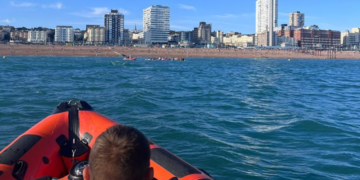 Lifeboat picks up ill-equipped paddleboarders heading for windfarm at dusk