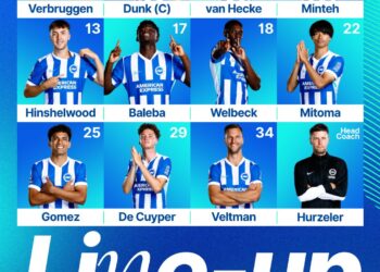 Welbeck up front as Brighton and Hove Albion host Man City