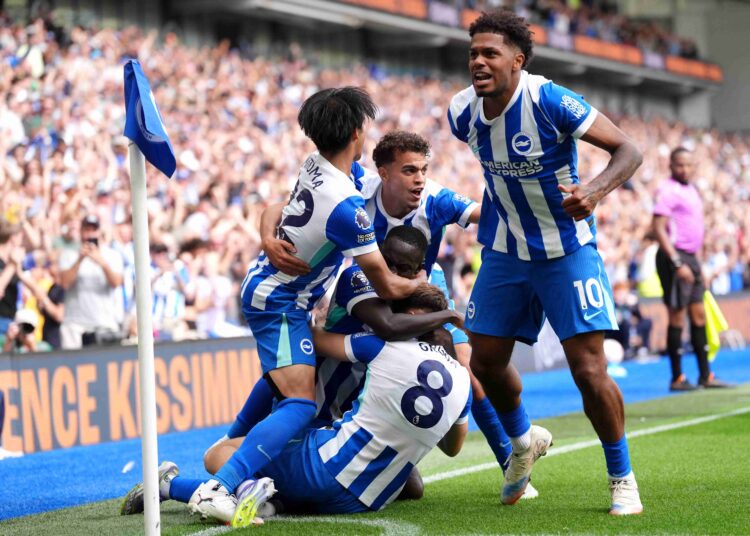Brighton and Hove Albion come from behind to beat Man City