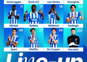 Brighton and Hove Albion make one change for Man Utd match