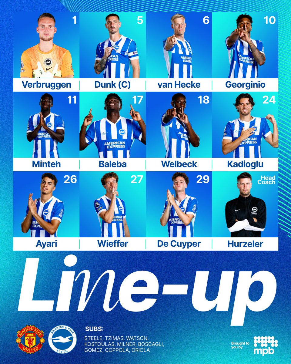 Brighton and Hove Albion make one change for Man Utd match