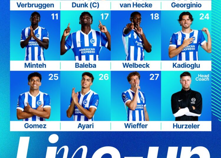 Rutter to start as Brighton and Hove Albion host Newcastle United