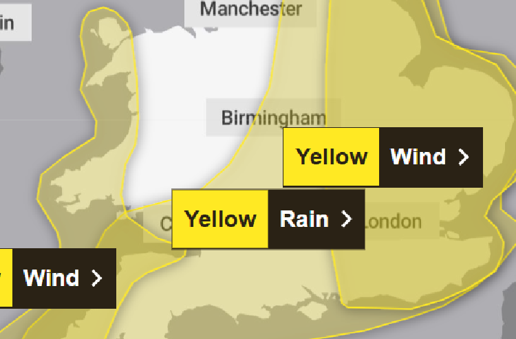 Met Office warns of high winds and heavy rain
