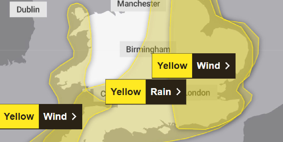 Met Office warns of high winds and heavy rain