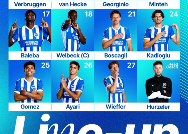 Welbeck to skipper Brighton and Hove Albion at home to Brentford