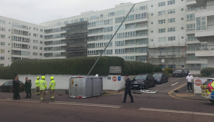 Van ends up on its side in coast road crash