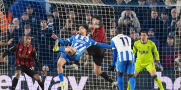 Kostoulas rescues Brighton and Hove Albion with stunning overhead kick in stoppage time