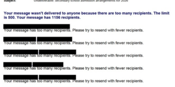 Key email on school admissions failed to reach hundreds of parents