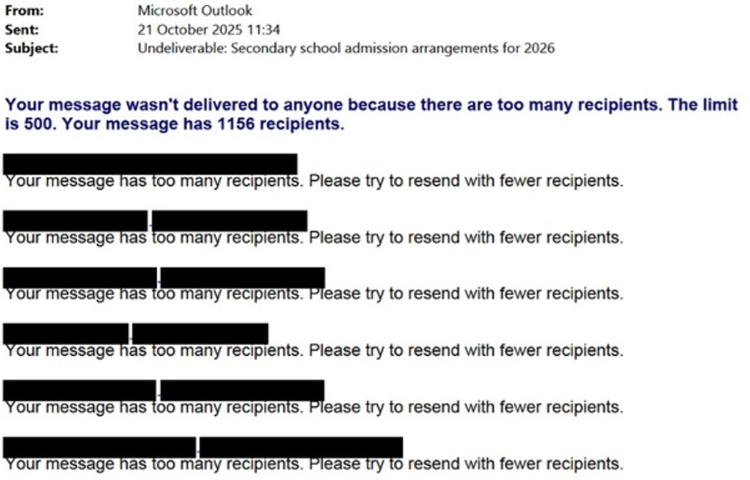 Key email on school admissions failed to reach hundreds of parents
