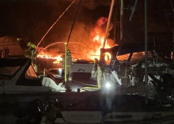 Boat destroyed by fire at marina