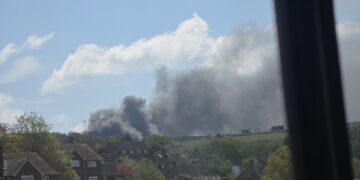 Fire service warns avoid area as crews tackle wheelie bin blaze