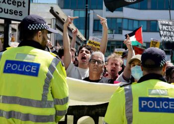 Five men and three women released after being arrested at protest