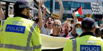 Five men and three women released after being arrested at protest