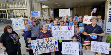 Families and carers protest about day centre closure
