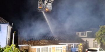 Roof fire damages house in Saltdean tonight