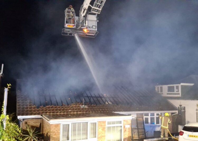 Roof fire damages house in Saltdean tonight