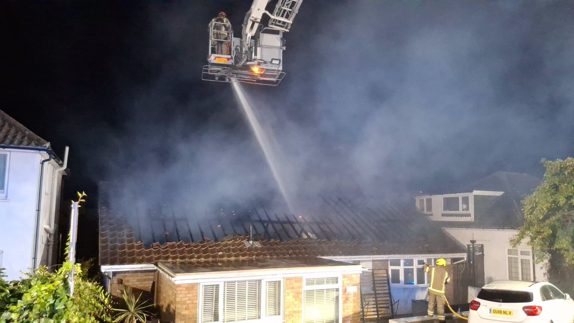 Roof fire damages house in Saltdean tonight Roof fire damages house in Saltdean tonight