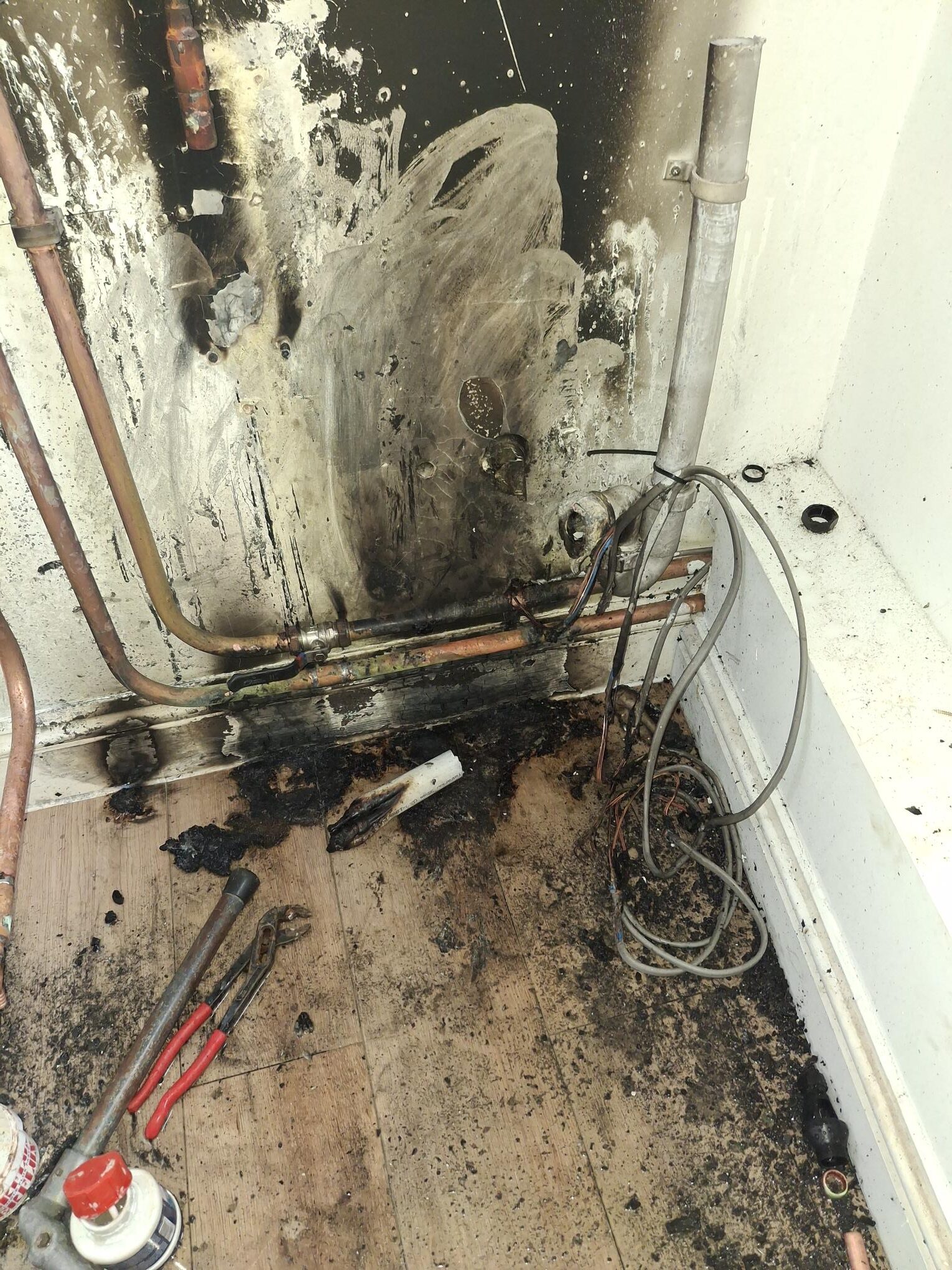 Drill battery sparks city centre fire