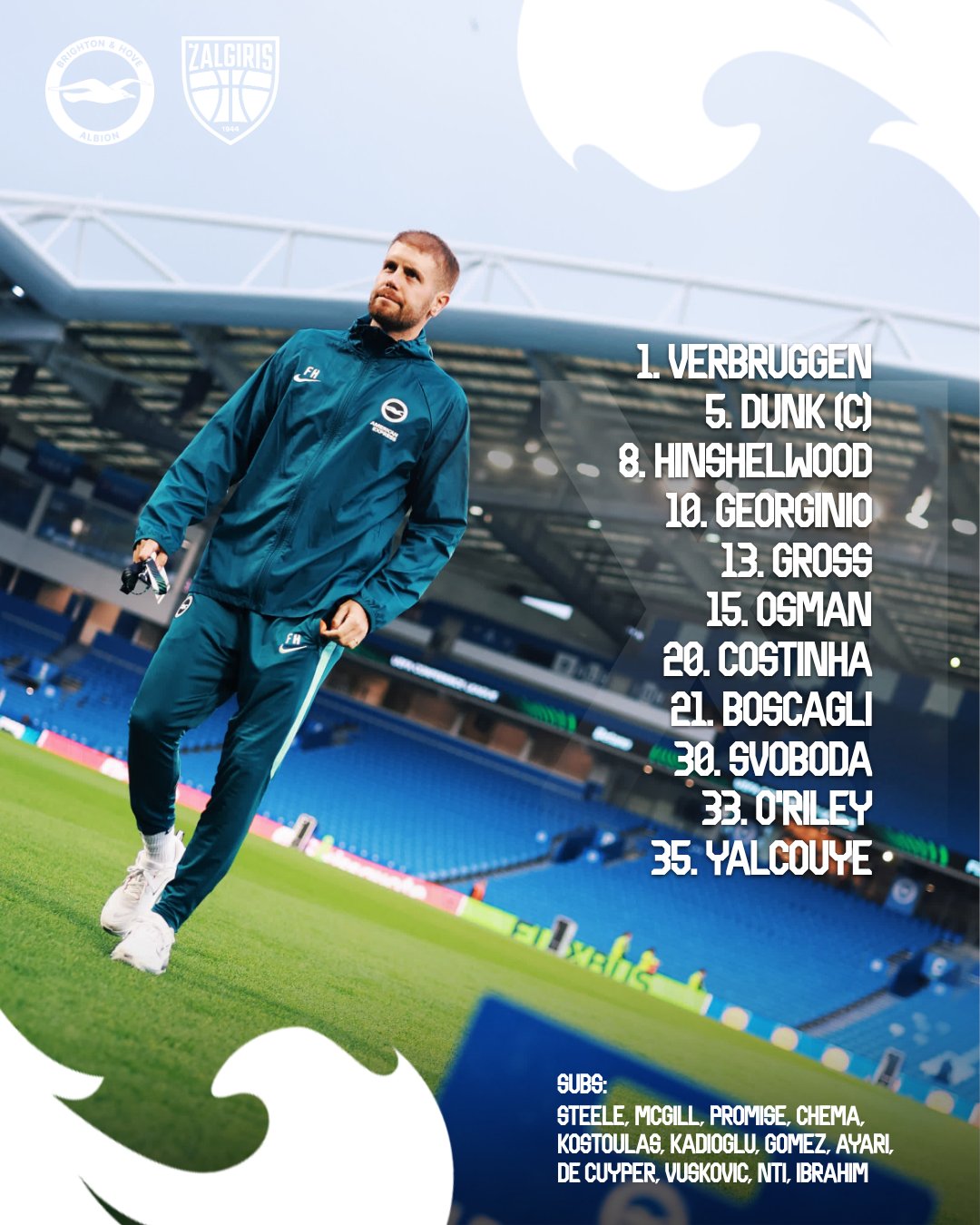 Dunk and Hinshelwood back for Brighton and Hove Albion